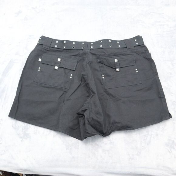 Casual Short Womens 3X Black Classic Cargo Pockets Belted Button Zip Bottoms - Picture 10 of 14